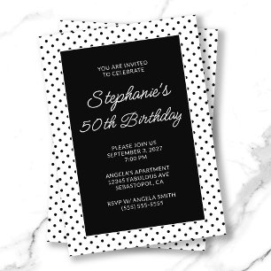 Invitación Puntos diminutos negros Cumpleaños 50