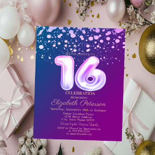 Invitación Puntos Elegantes, Violeta Dulce 16