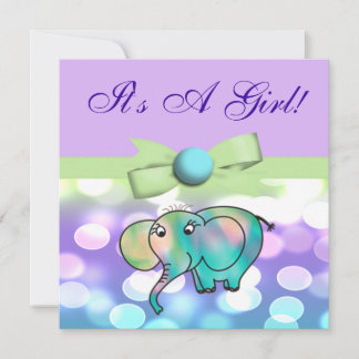 Invitación Puntos Esparkle Elephant Pastel Baby Shower CSTM2