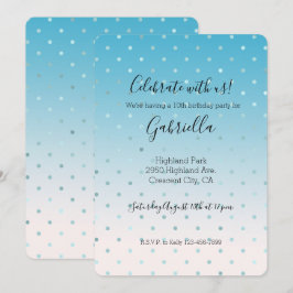 Invitación Puntos Glam Aqua Ombre Cumpleaños    