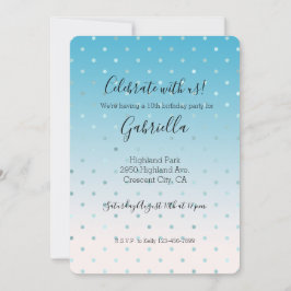 Invitación Puntos Glam Aqua Ombre Cumpleaños    
