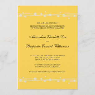 Invitación Puntos modernos y bodas con paja (amarillo)