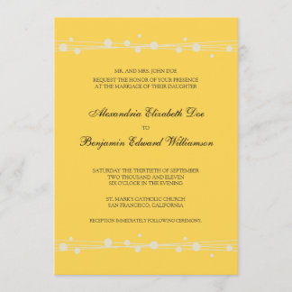 Invitación Puntos modernos y bodas con paja (amarillo)