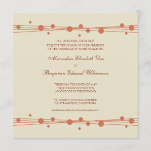 Invitación Puntos modernos y bodas de paja 2 (coral)