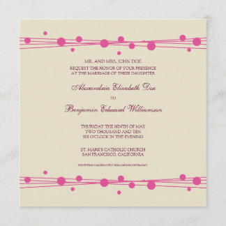 Invitación Puntos modernos y bodas de paja 2 (fuschia)