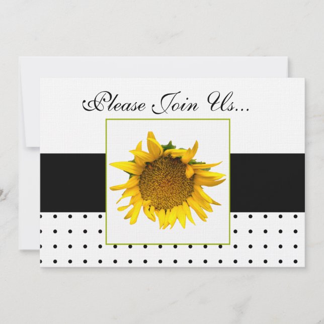 Invitación Puntos negros y blancos Bodas de girasol 2 (Anverso)
