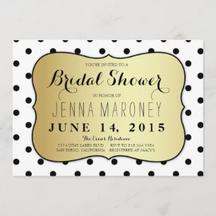 Invitación Puntos negros y blancos con ducha de novia Relieve