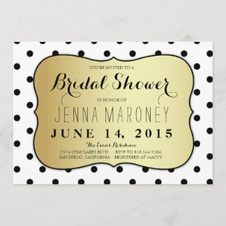 Invitación Puntos negros y blancos con ducha de novia Relieve