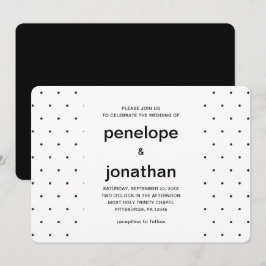Invitación Puntos negros y blancos simples y elegantes