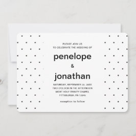 Invitación Puntos negros y blancos simples y elegantes