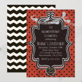 Invitación Puntos Orange & Black caprichosos de Halloween