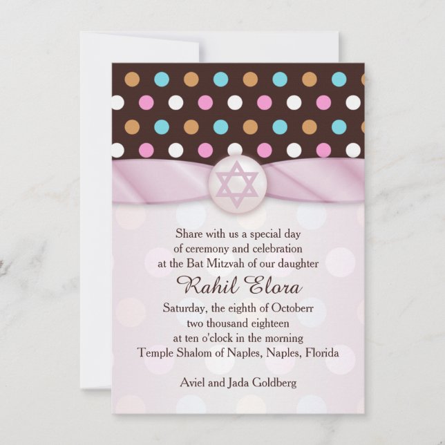 Invitación Puntos polacos, la estrella de David Bat Mitzvah I (Anverso)
