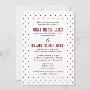 Invitación Puntos rojos de lunares con recepción de 4 parejas