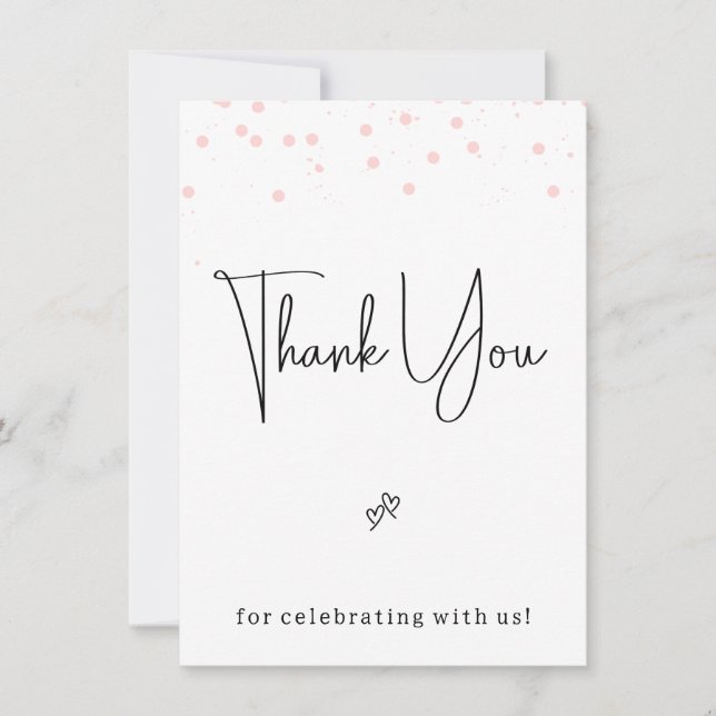 Invitación Puntos rosados modernos Gracias Rótulo (Anverso)