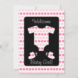 Invitación Puntos rosados Ropa de bebé y ducha de tocados
