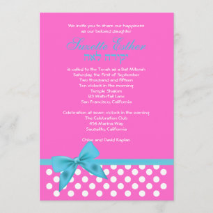 Invitación Puntos rosados verde azulados del arco de la