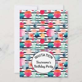 Invitación Puntos y bandas 1 Nombre personalizado