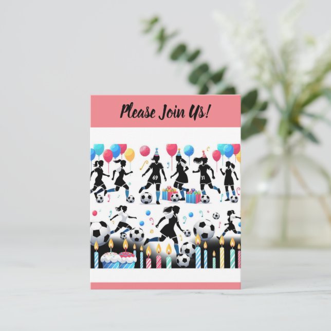 Invitación Puntuación con nuestro Fiesta Lady Soccer (Anverso de pie)