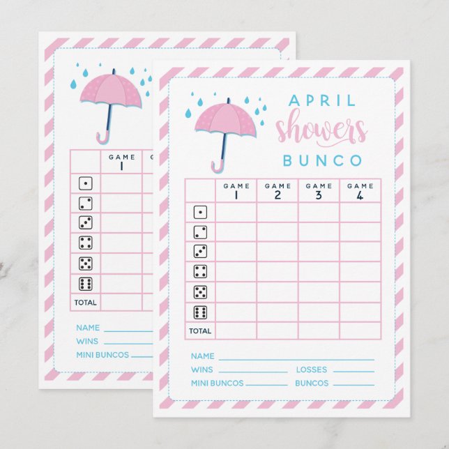Invitación Puntuación de doble cara de Bunco April Showers (Anverso / Reverso)