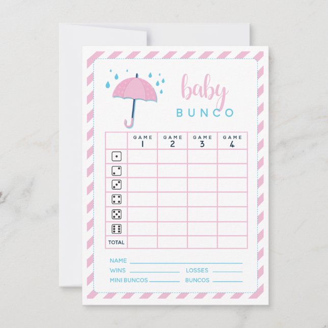 Invitación Puntuación de juego de Baby Shower Bunco (Anverso)