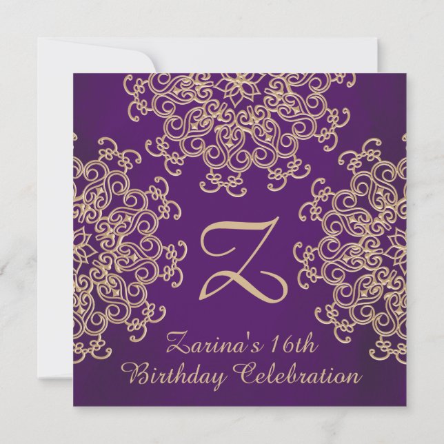 INVITACIÓN PUPPLE Y CUMPLEAÑOS INSPIRADO INDIO DEL ORO (Reverso)