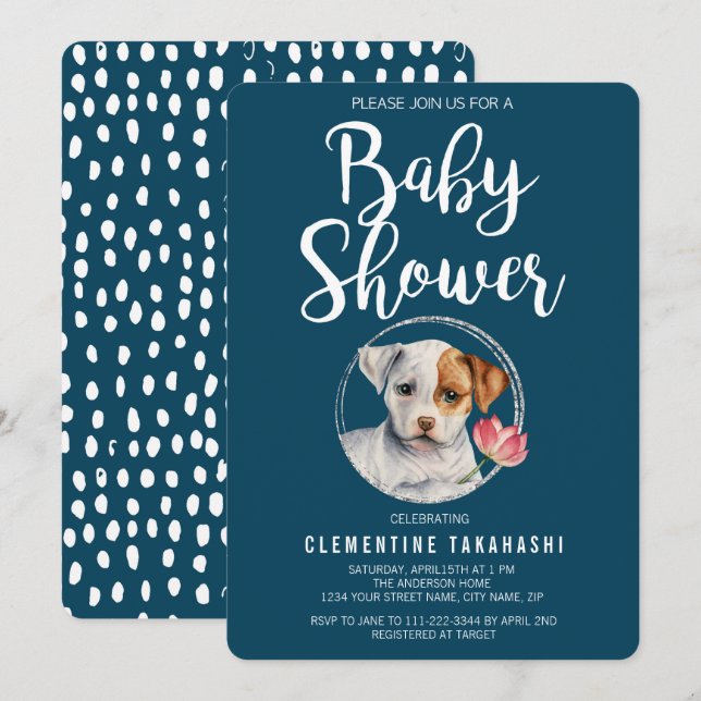 Invitación Puppy Baby Shower (Anverso / Reverso)