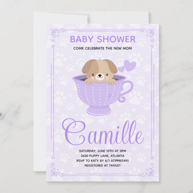 Invitación Puppy Baby Shower Invitation  (Anverso)