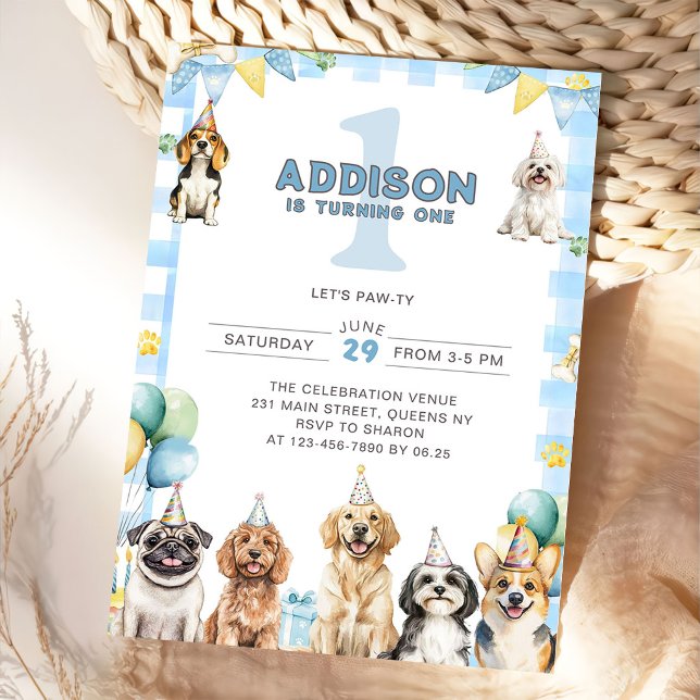 Invitación Puppy Calling All Pawty Animals 1st Birthday (Subido por el creador)