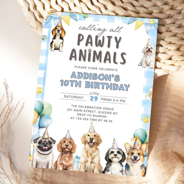 Invitación Puppy Calling All Pawty Animals Birthday (Subido por el creador)
