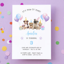 Puppy Dog Birday Party Blue Watercolor