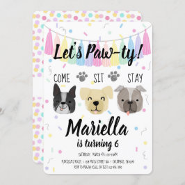 Invitación Puppy Dog Chica Birthday Pawty