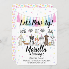 Invitación Puppy Dog Chica Birthday Pawty