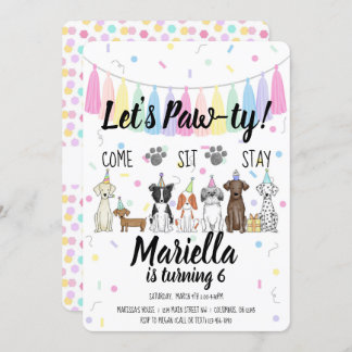 Invitación Puppy Dog Chica Birthday Pawty