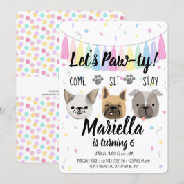 Invitación Puppy Dog Chica Birthday Pawty