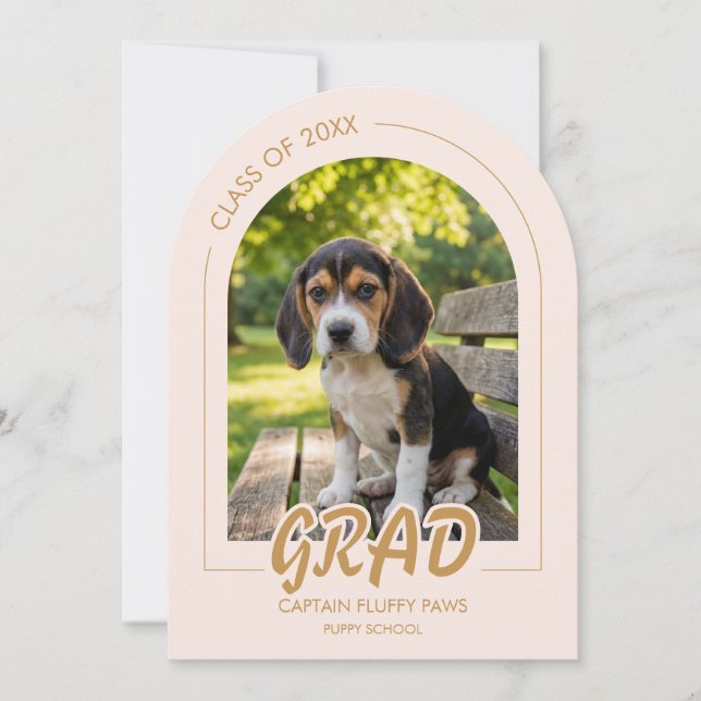 Invitación Puppy Graduation Blush Pink Gold Modern Photos (Anverso)