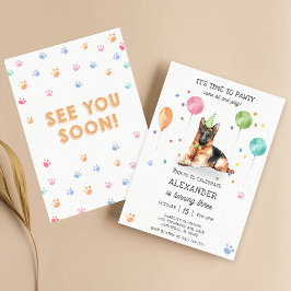 Invitación Puppy Pasteur Alemán Pink Cumpleaños