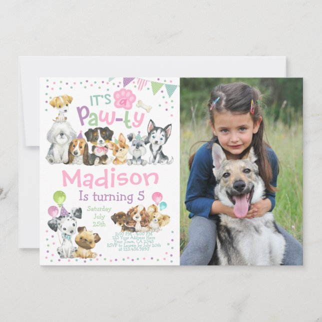 Invitación Puppy Pawty (Anverso)