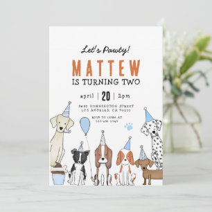 Invitación Puppy Pawty Dog Cumpleaños