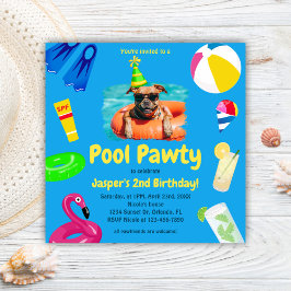 Invitación Puppy Pawty Pool Fiesta Dog Cumpleaños