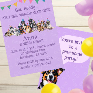 Invitación Puppy Perro Cumpleaños Paw-ty