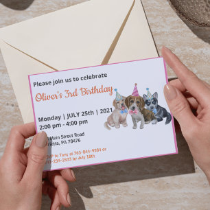Invitación Pure Puppy Tema de Perros Cumpleaños de Niño Pri