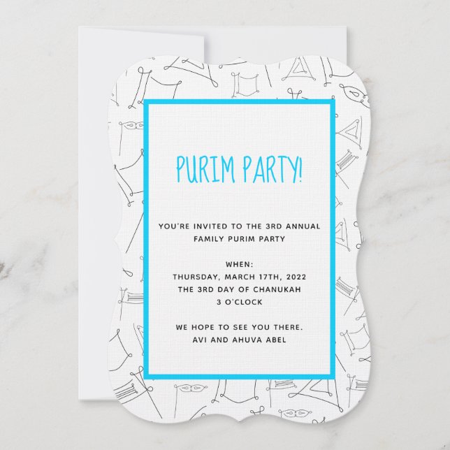 Invitación Purim (Anverso)