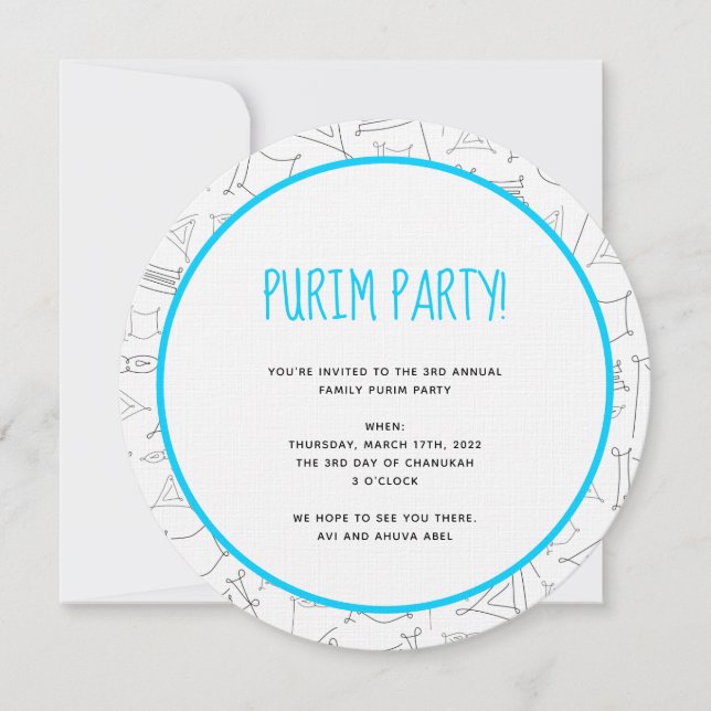 Invitación Purim (Anverso)