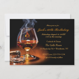 Invitación Puros Masculinos y Brandy Copa de Cognac Monograma