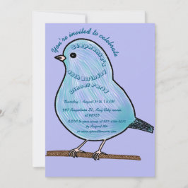Invitación Purple 45th Birthday Cute Bird Dinner Party 