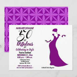 Invitación Purple 50 y FABulous Birthday Party Invitation