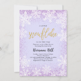 Invitación Purple A Little Snowflake Baby Shower