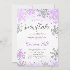 Invitación Purple A Little Snowflake Baby Shower