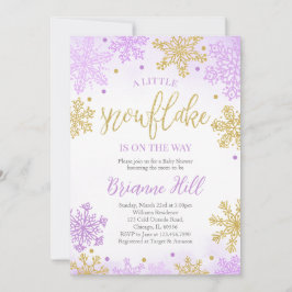 Invitación Purple A Little Snowflake Baby Shower