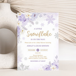 Invitación Purple A Little Snowflake Baby Shower